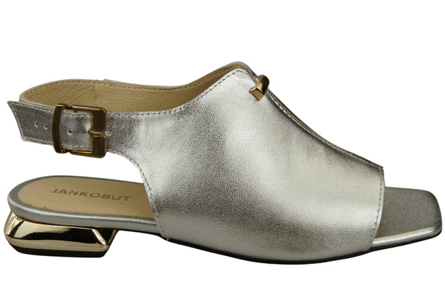 Bequeme Frauenschuhe Sandalen Silber Flacher Goldabsatz Naturleder 207 ElitaBut