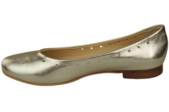 Damenschuhe Bequeme Ballerinas, Naturleder, Gold 162 ElitaBut
