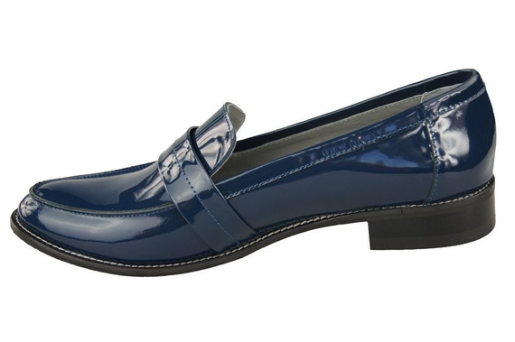 Schuhe Damen Mokassins Naturleder Marineblauer Lack 139 ElitaBut