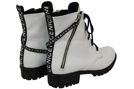 Schuhe Damen-Stiefeletten mit der Aufschrift NICE, Naturleder, Weiß 173 von ElitaBut