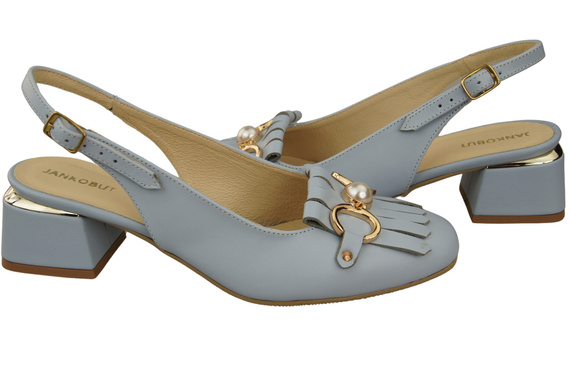 Damenschuhe Hellblau Sandalen mit Fransen verziert Naturleder 208 ElitaBut