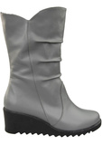 Schuhe Damen-Keilstiefel Winter, Naturleder, Grau 140 ElitaBut