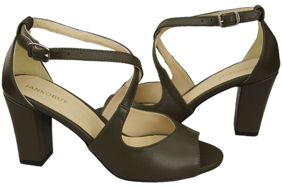 Damenschuhe Olivgrüne Sandalen, Naturleder 186 ElitaBut