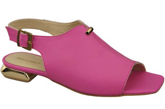 Bequeme Frauenschuhe Sandalen Fuchsie Flacher Goldabsatz Naturleder 207 ElitaBut