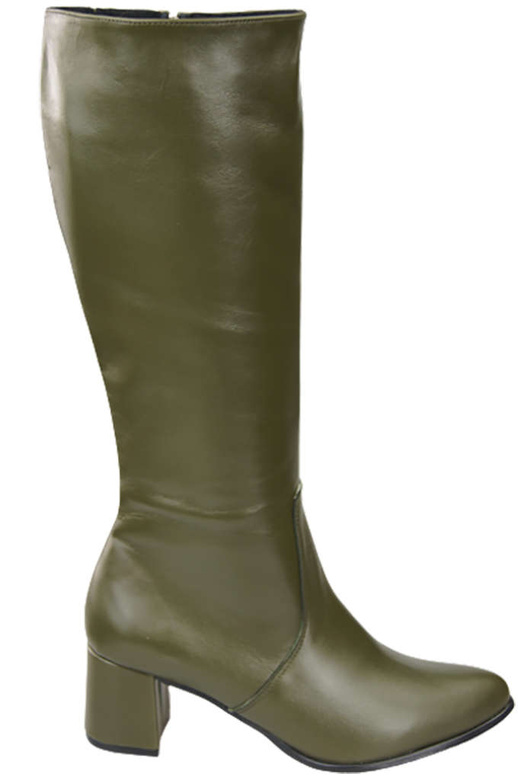 Klassische Damenstiefel, Naturleder, Olive 175 ElitaBut
