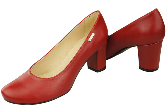 Klassische Damen Rot Leder Mandel Nase Pumps 201 ElitaBut