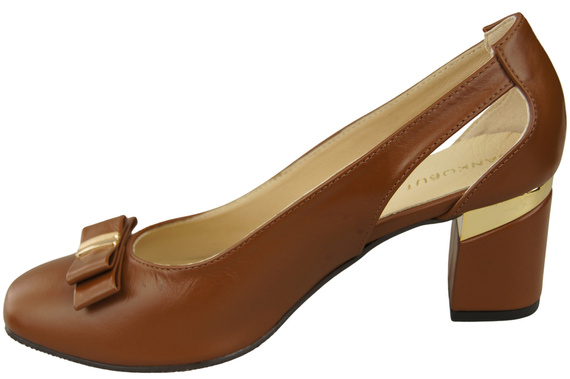 Schuhe Damen Braun Pumps aus Naturleder mit dekorativem Absatz 199 ElitaBut