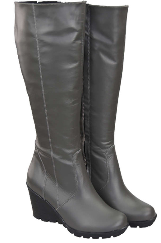 Damenschuhe Keilstiefel, Naturleder, Graphit 745 ElitaBut