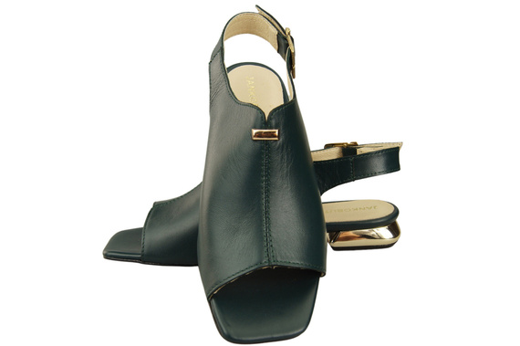 Bequeme Frauenschuhe Sandalen Malachit Flacher Goldabsatz Naturleder 207 ElitaBut