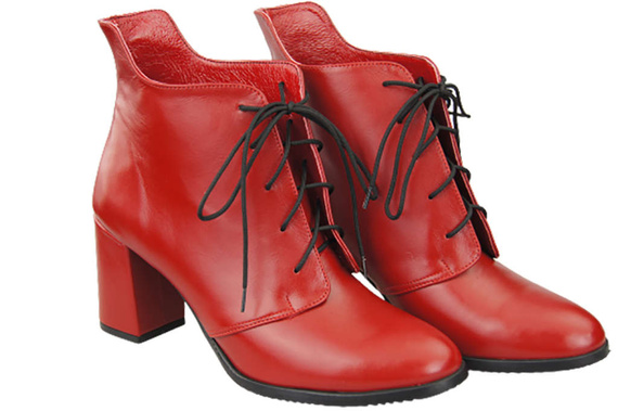 Winter-Schnürstiefeletten für Damen, Naturleder, Rot 174 von ElitaBut