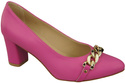Klassische Frauen Fuchsia Naturleder Schuhe mit Gold Ornament Kette 200 ElitaBut