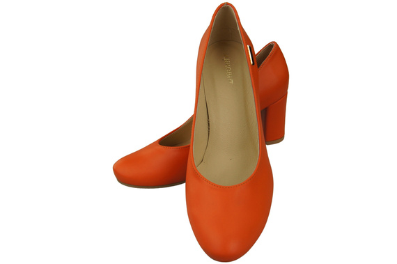 Klassische Damen Orange Leder Mandel Nase Pumps 201 ElitaBut