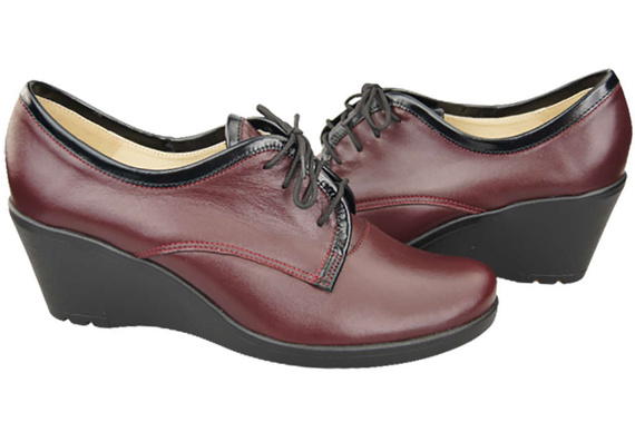 Damenschuhe mit Keilabsatz, Naturleder, Burgund 181 ElitaBut