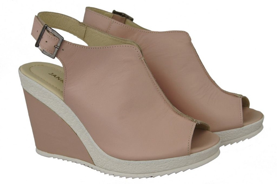Schuhe Damen-Keilsandalen, Naturleder, Puderrosa 992 ElitaBut