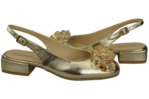 Damen Schuhe Gold Sandalen mit Kristallen Naturleder 215 ElitaBut