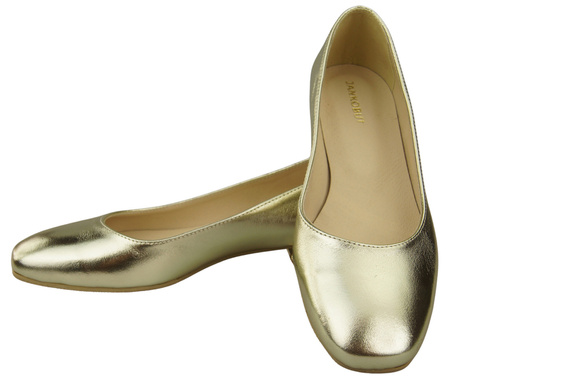Flache Frauen Schuhe Gold Dekorative Ferse Naturleder 209 ElitaBut