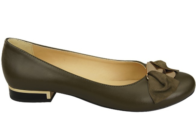 Damen-Ballerinas, Naturleder, Oliv 894 ElitaBut