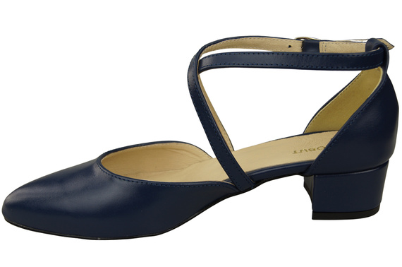 Damen Sandalen Echtleder Marineblau mit Riemen Niedriger Absatz 223 ElitaBut