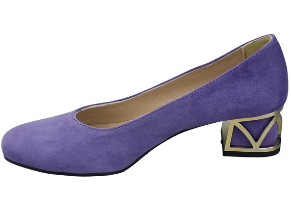 Bequeme Damenschuhe Violett Pumps mit dekorativem Absatz Natürliches Wildleder 219 von ElitaBut