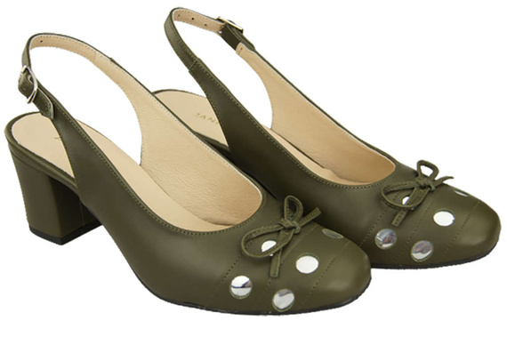 Damenschuhe Olivgrüne Sandalen, Naturleder 167 ElitaBut