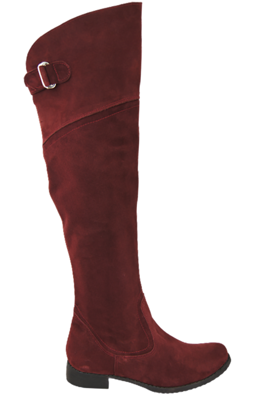 Schuhe Damenstiefel Stiefel Overknee-Stiefel, Naturleder, Velours, Burgund 154 ElitaBut