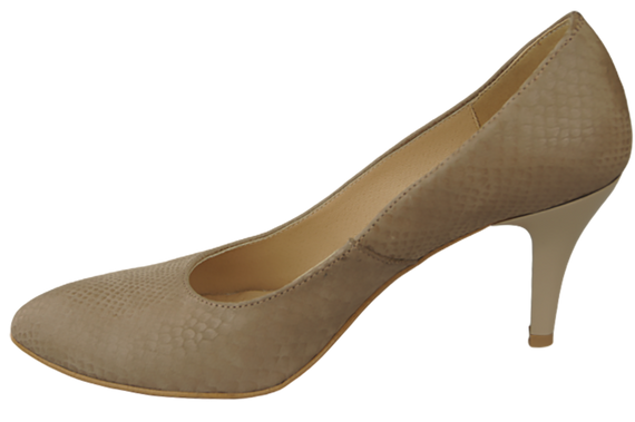 Damenschuhe Pumps Beige Schlangenmotiv Naturleder 150 ElitaBut