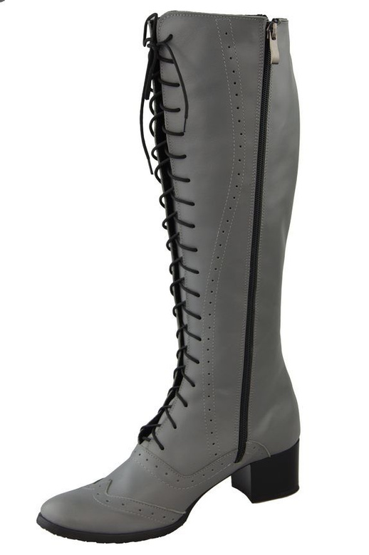 Damenschuhe Schnürstiefel, Naturleder, Grau 595 ElitaBut