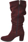 Schuhe Damenstiefel, Naturleder, Velours 141 Burgund ElitaBut