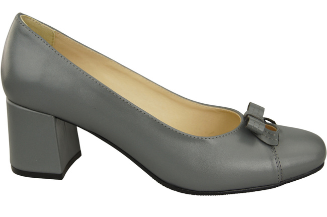 Damen Pumps mit Schleife Aschgrau Naturleder und niedrigem Absatz 203 ElitaBut