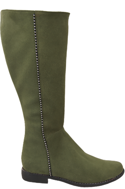 Schuhe Damenstiefel, Naturleder, Velour 153, Flaschengrün, ElitaBut