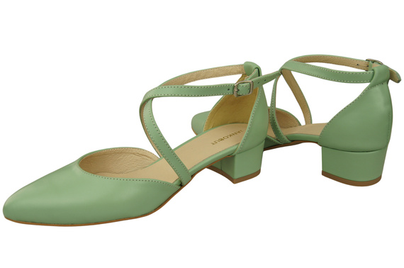 Damen Sandalen Echtleder Minze mit Riemen Niedriger Absatz 223 ElitaBut