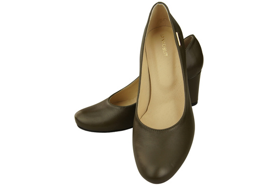 Klassische Damen Olive Leder Mandel Nase Pumps 201 ElitaBut