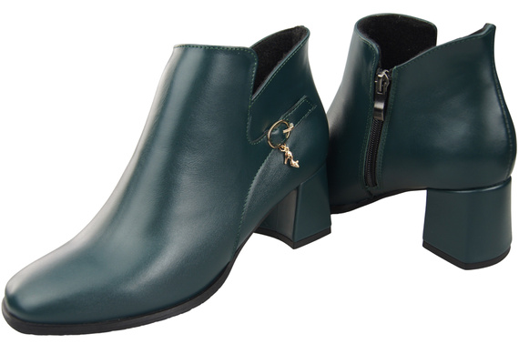 Damen-Stiefeletten ElitaBut 226 Malachit aus Naturleder, gefüttert, eckige Zehenkappe, Blockabsatz