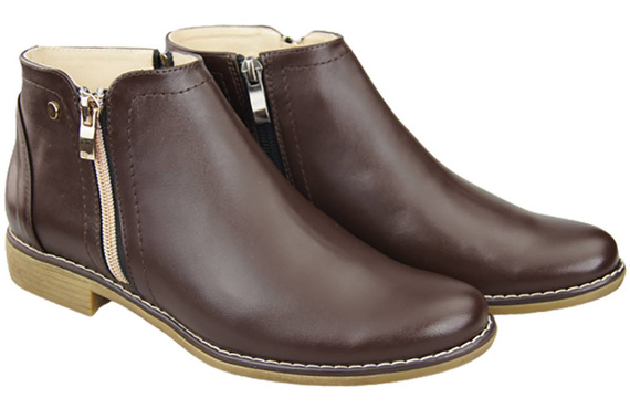 Frühlingsstiefel für Damenschuhe, Naturleder, Schokolade 872 ElitaBut