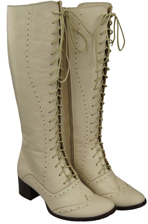 Damenschuhe Schnürstiefel, Naturleder, Beige 595 ElitaBut
