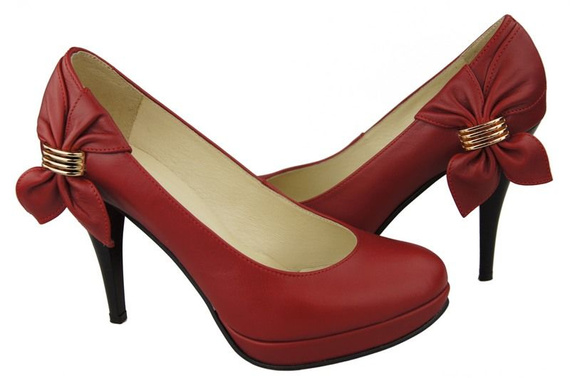 Damenschuhe Plateaupumps, Naturleder, Rot 976 ElitaBut