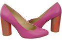 Damenschuhe Pumps Fuchsia Naturleder Bunter dekorativer Absatz 194 ElitaBut