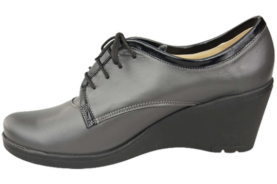 Damenschuhe mit Keilabsatz, Naturleder, Graphit 181 ElitaBut