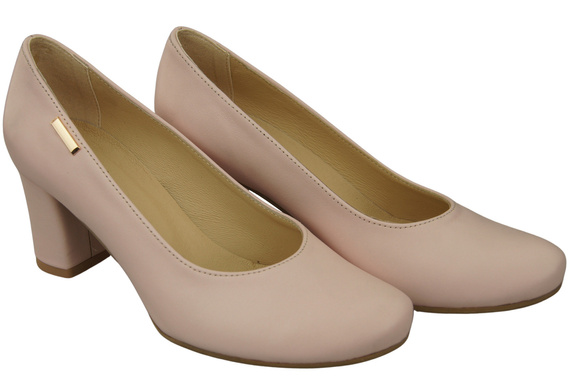 Klassische Damen Puderrosa Leder Mandel Nase Pumps 201 ElitaBut