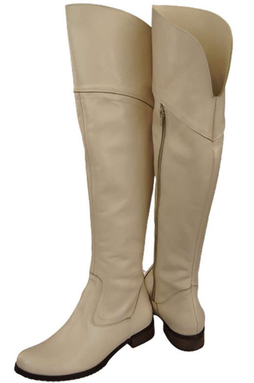 Schuhe Damenstiefel Stiefel, Overknee-Stiefel, Naturleder, Beige 638 ElitaBut
