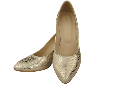Damenschuhe Pumps Gold, Schlangenmotiv, Naturleder 150 ElitaBut