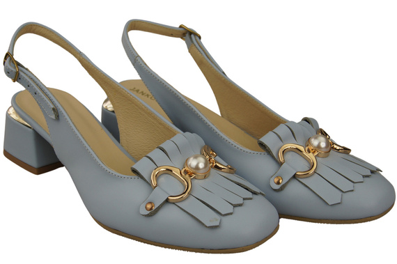 Damenschuhe Hellblau Sandalen mit Fransen verziert Naturleder 208 ElitaBut