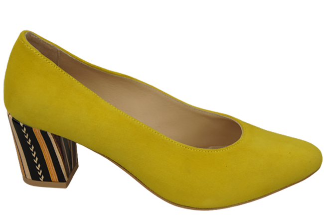 Damenschuhe Zitronenpumps Natürliches Wildleder mit dekorativem Absatz 158 von ElitaBut
