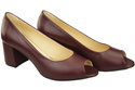 Damenschuhe PEEP TOE Pumps, Burgunderrot, Naturleder mit beschichtetem Absatz 192 ElitaBut