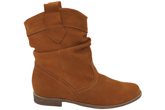 Schuhe Damen Stiefeletten Winter Naturveloursleder Karamell 117 Z ElitaBut