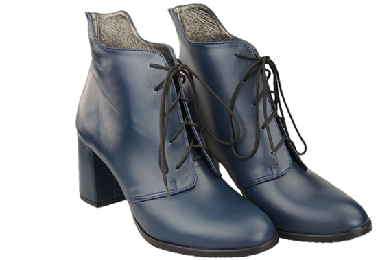 Damen Winter-Schnürstiefel, Naturleder, Marineblau 174 von ElitaBut