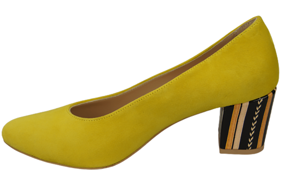 Damenschuhe Zitronenpumps Natürliches Wildleder mit dekorativem Absatz 158 von ElitaBut