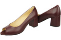 Damenschuhe PEEP TOE Pumps, Burgunderrot, Naturleder mit beschichtetem Absatz 192 ElitaBut