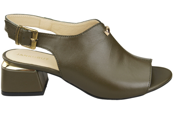 Damenschuhe Sandalen Oliv, goldene Schnalle, Naturleder 198 ElitaBut