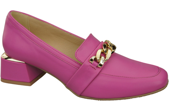Damenschuhe mit Zierkette Pumps Mokassins Naturleder 193 Fuchsia ElitaBut